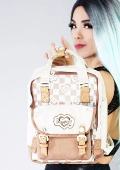 Kaleido Series Macaroon Mini Backpack In Mushroom Checked