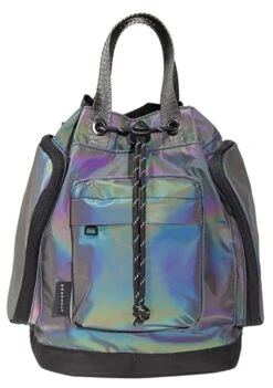 Limelight Series Pyramid Tiny Convertible Mini Backpack In Dark Rainbow -Doughnut DoughnutOfficialLimelightSeriesReflectivePyramidTinyFestivalBackpackREF d 1